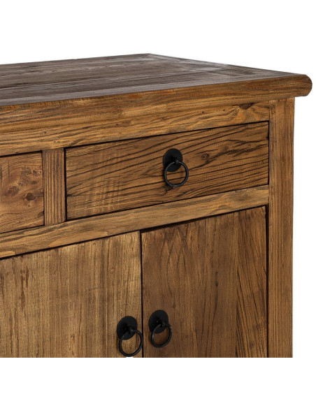 Grand Buffet Enfilade rustique chic Bas 6 portes 4 tiroirs Bois recyclé Marron Valdorio 