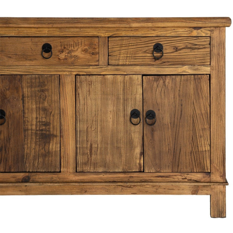 Grand Buffet Enfilade rustique chic Bas 6 portes 4 tiroirs Bois recyclé Marron Valdorio 