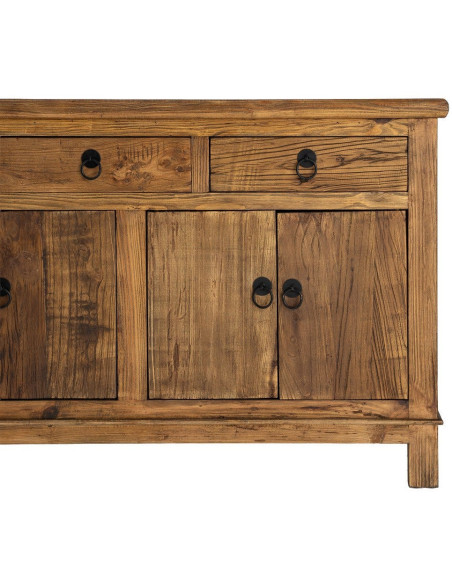 Grand Buffet Enfilade rustique chic Bas 6 portes 4 tiroirs Bois recyclé Marron Valdorio 