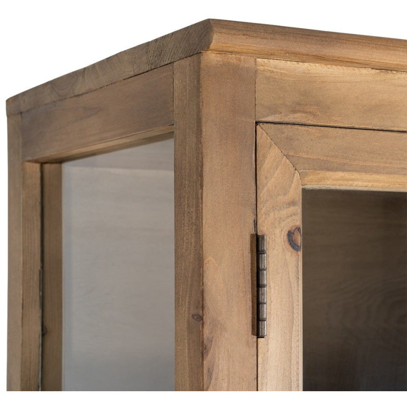 Grand Buffet Vaisselier campagne moderne Haut 6 portes Bois recyclé Naturel Verre Transparent Montelvina 