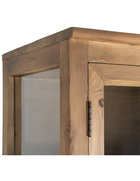 Grand Buffet Vaisselier campagne moderne Haut 6 portes Bois recyclé Naturel Verre Transparent Montelvina 