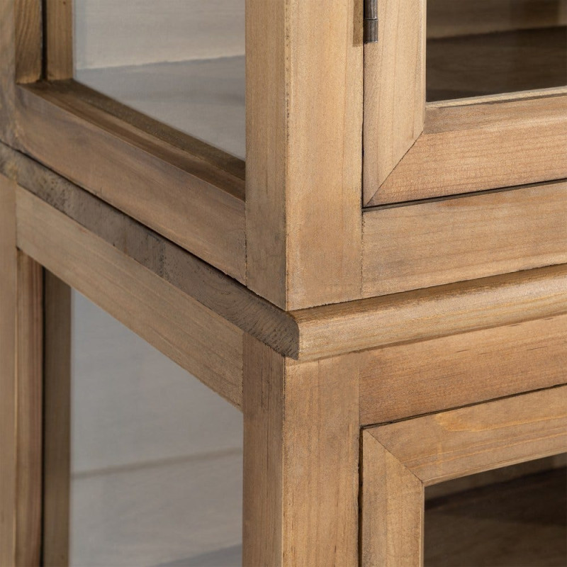 Grand Buffet Vaisselier campagne moderne Haut 6 portes Bois recyclé Naturel Verre Transparent Montelvina 