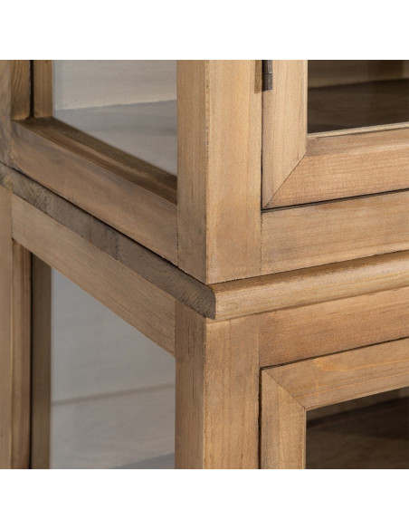 Grand Buffet Vaisselier campagne moderne Haut 6 portes Bois recyclé Naturel Verre Transparent Montelvina 