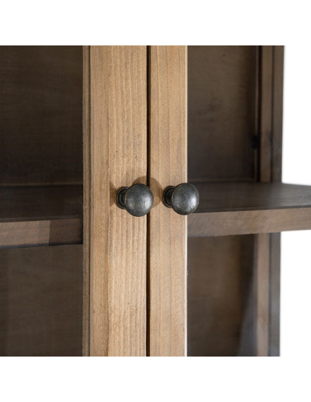 Grand Buffet Vaisselier campagne moderne Haut 6 portes Bois recyclé Naturel Verre Transparent Montelvina 