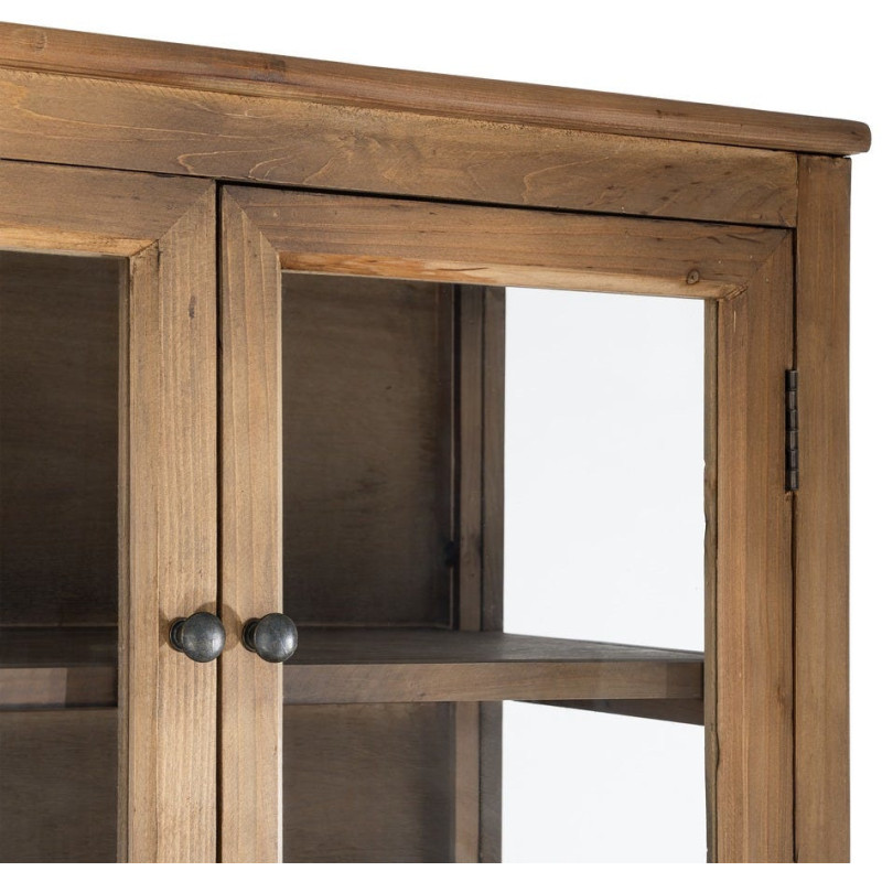 Grand Buffet Vaisselier campagne moderne Haut 6 portes Bois recyclé Naturel Verre Transparent Montelvina 