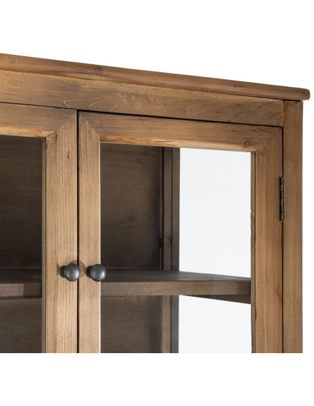 Grand Buffet Vaisselier campagne moderne Haut 6 portes Bois recyclé Naturel Verre Transparent Montelvina 