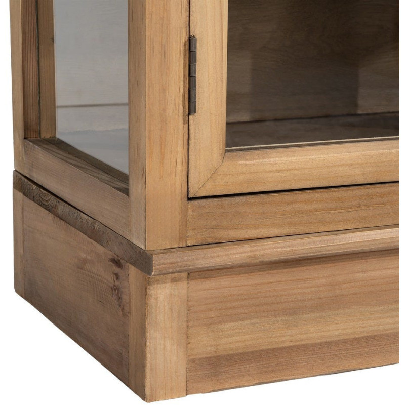 Grand Buffet Vaisselier campagne moderne Haut 6 portes Bois recyclé Naturel Verre Transparent Montelvina 