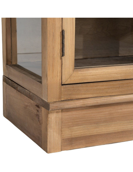 Grand Buffet Vaisselier campagne moderne Haut 6 portes Bois recyclé Naturel Verre Transparent Montelvina 