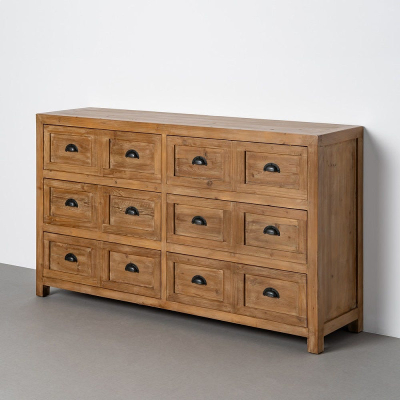 Grande Commode style vintage industriel 6 tiroirs Bois recyclé Naturel Ateliora 
