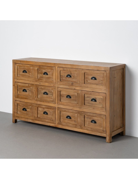 Grande Commode style vintage industriel 6 tiroirs Bois recyclé Naturel Ateliora 