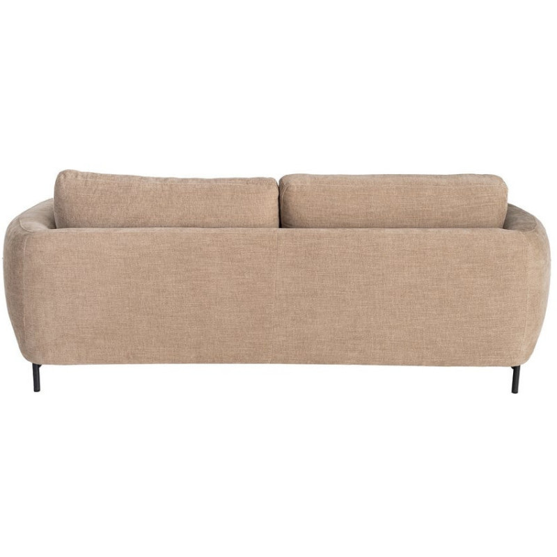 Canapé design moderne aux lignes arrondies Droit 3 places 229 cm Tissu Marron clair Métal Noir Kaviro 