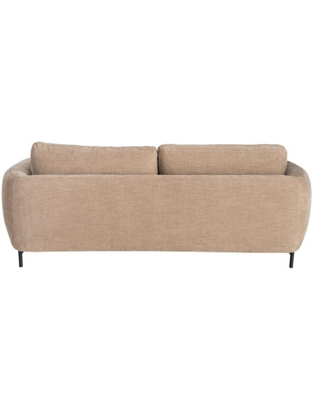 Canapé design moderne aux lignes arrondies Droit 3 places 229 cm Tissu Marron clair Métal Noir Kaviro 