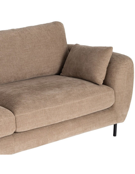 Canapé design moderne aux lignes arrondies Droit 3 places 229 cm Tissu Marron clair Métal Noir Kaviro 