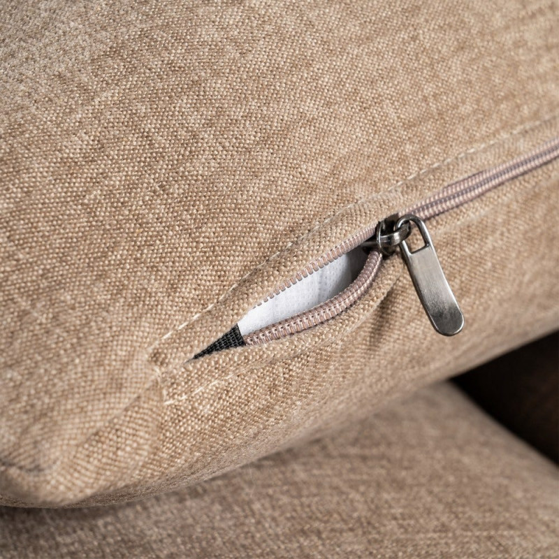 Canapé design moderne aux lignes arrondies Droit 3 places 229 cm Tissu Marron clair Métal Noir Kaviro 
