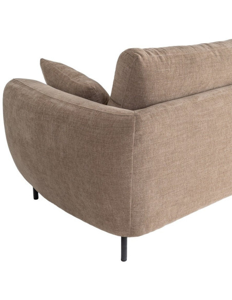 Canapé design moderne aux lignes arrondies Droit 3 places 229 cm Tissu Marron clair Métal Noir Kaviro 