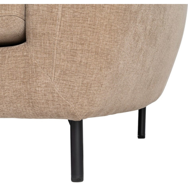 Canapé design moderne aux lignes arrondies Droit 3 places 229 cm Tissu Marron clair Métal Noir Kaviro 