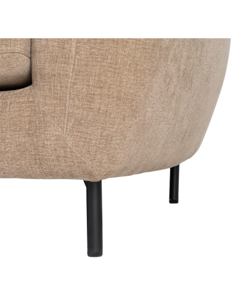 Canapé design moderne aux lignes arrondies Droit 3 places 229 cm Tissu Marron clair Métal Noir Kaviro 