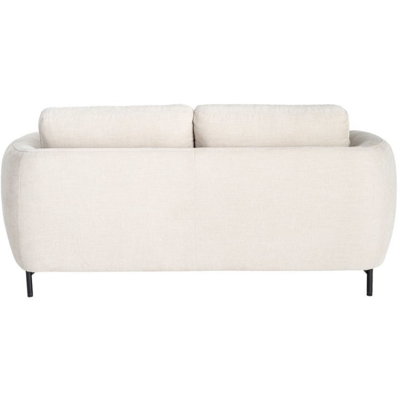 Canapé design moderne aux lignes arrondies Droit 2 places 189 cm Tissu Blanc crème Métal Noir Kaviro 