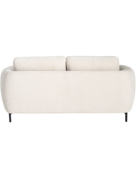 Canapé design moderne aux lignes arrondies Droit 2 places 189 cm Tissu Blanc crème Métal Noir Kaviro 