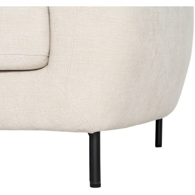Canapé design moderne aux lignes arrondies Droit 2 places 189 cm Tissu Blanc crème Métal Noir Kaviro 