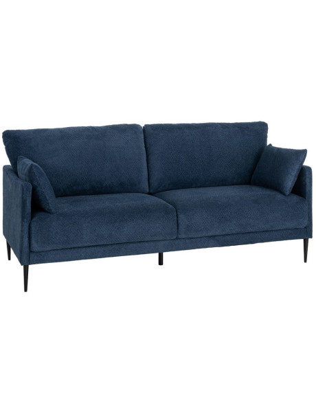 Canapé design moderne esprit seventies bouclette Droit 3 places 191 cm Tissu Bleu Bois d'eucalyptus Neroko 