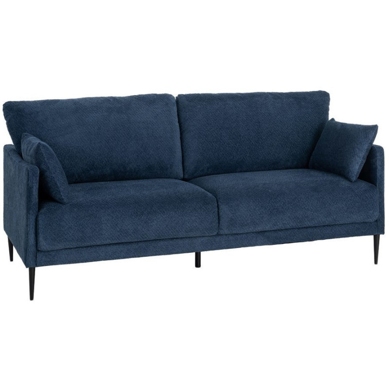 Canapé design moderne esprit seventies bouclette Droit 3 places 191 cm Tissu Bleu Bois d'eucalyptus Neroko 
