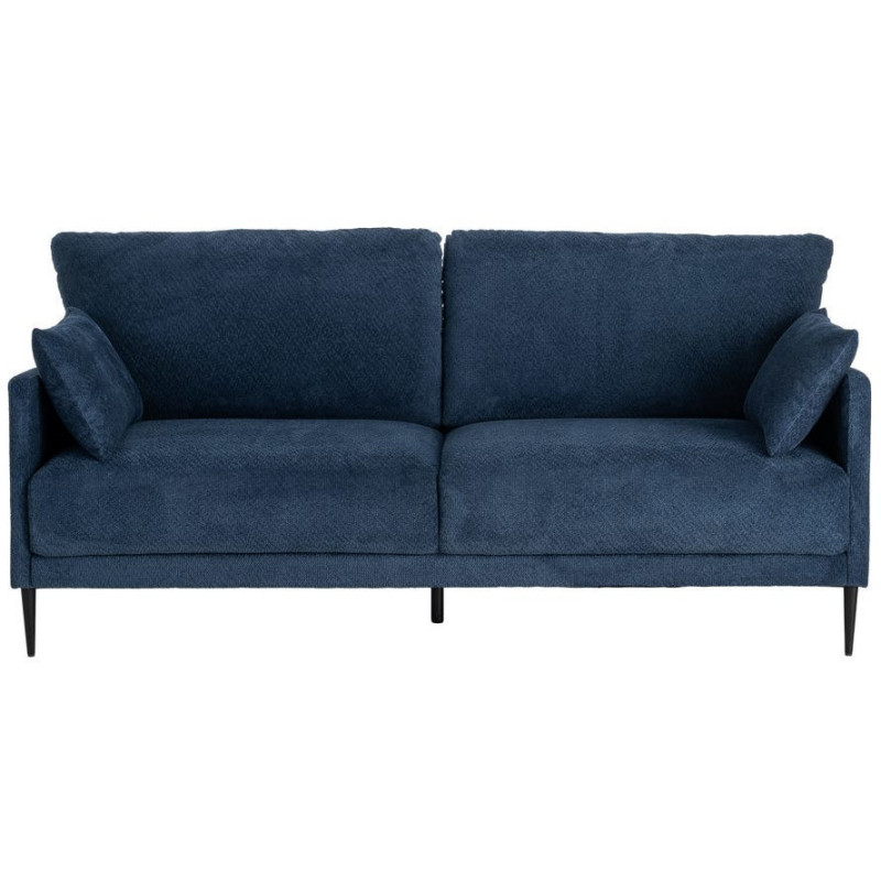 Canapé design moderne esprit seventies bouclette Droit 3 places 191 cm Tissu Bleu Bois d'eucalyptus Neroko 