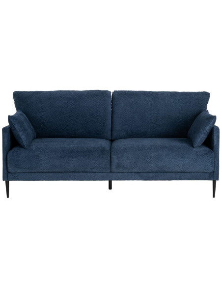 Canapé design moderne esprit seventies bouclette Droit 3 places 191 cm Tissu Bleu Bois d'eucalyptus Neroko 