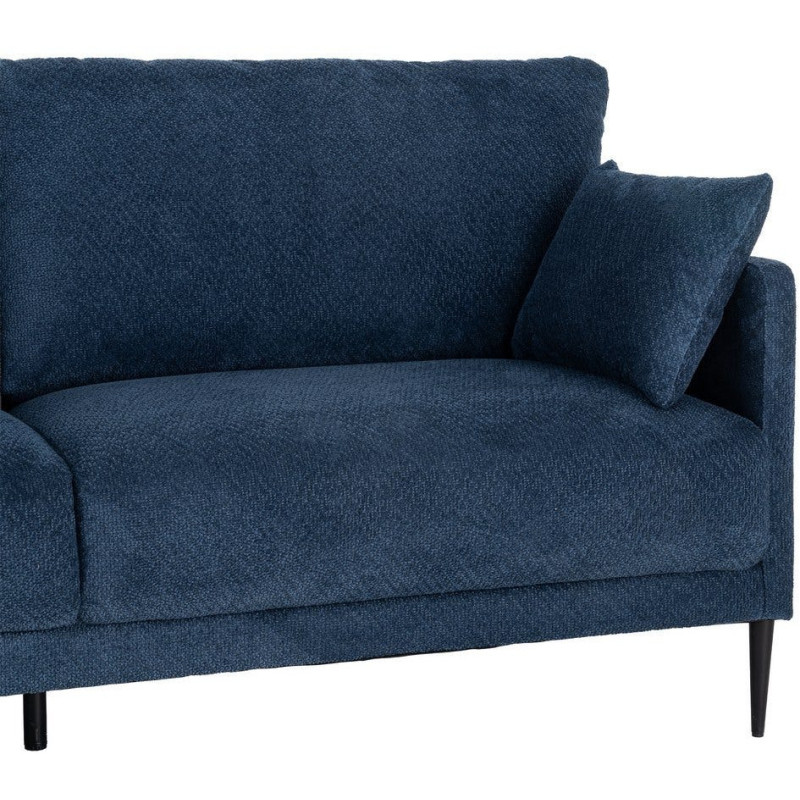 Canapé design moderne esprit seventies bouclette Droit 3 places 191 cm Tissu Bleu Bois d'eucalyptus Neroko 
