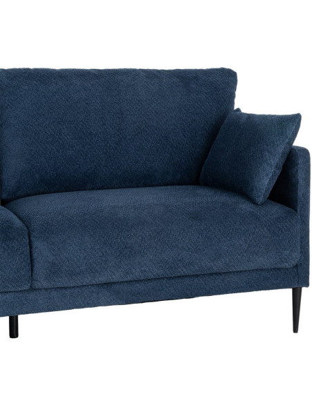 Canapé design moderne esprit seventies bouclette Droit 3 places 191 cm Tissu Bleu Bois d'eucalyptus Neroko 