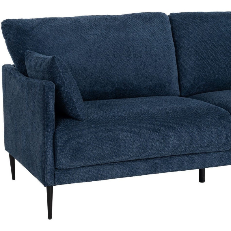 Canapé design moderne esprit seventies bouclette Droit 3 places 191 cm Tissu Bleu Bois d'eucalyptus Neroko 