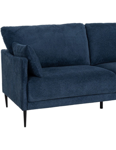Canapé design moderne esprit seventies bouclette Droit 3 places 191 cm Tissu Bleu Bois d'eucalyptus Neroko 