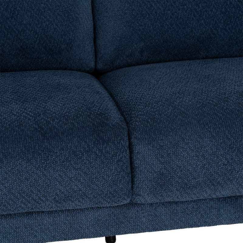 Canapé design moderne esprit seventies bouclette Droit 3 places 191 cm Tissu Bleu Bois d'eucalyptus Neroko 