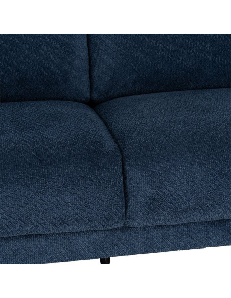 Canapé design moderne esprit seventies bouclette Droit 3 places 191 cm Tissu Bleu Bois d'eucalyptus Neroko 