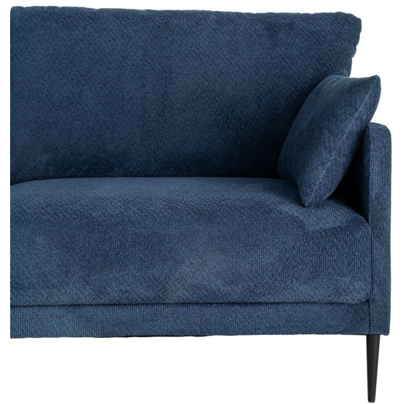 Canapé design moderne esprit seventies bouclette Droit 3 places 191 cm Tissu Bleu Bois d'eucalyptus Neroko 