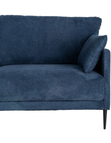Canapé design moderne esprit seventies bouclette Droit 3 places 191 cm Tissu Bleu Bois d'eucalyptus Neroko 