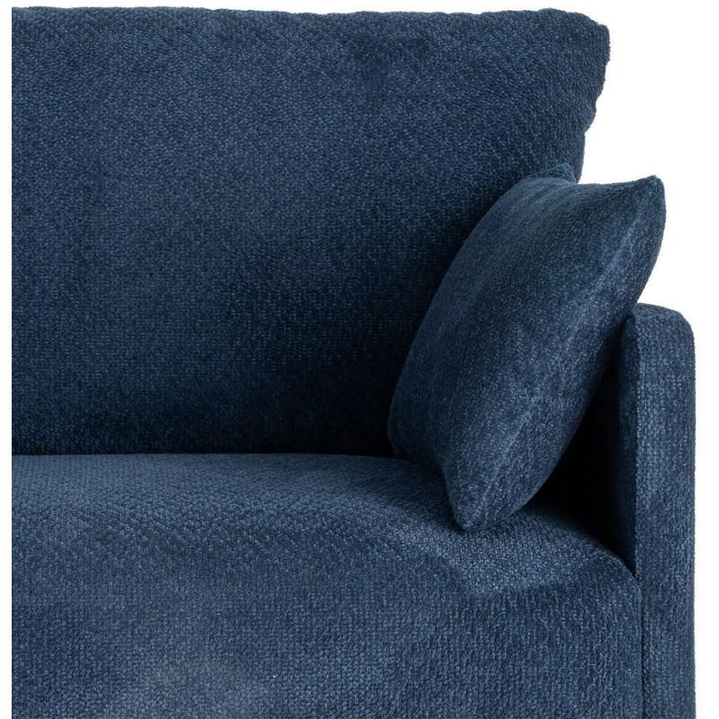 Canapé design moderne esprit seventies bouclette Droit 3 places 191 cm Tissu Bleu Bois d'eucalyptus Neroko 