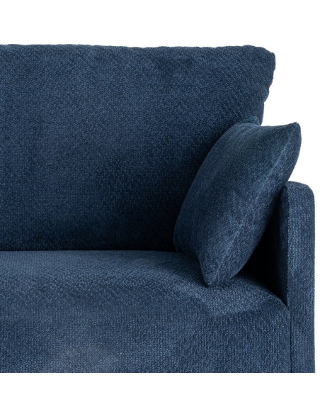 Canapé design moderne esprit seventies bouclette Droit 3 places 191 cm Tissu Bleu Bois d'eucalyptus Neroko 