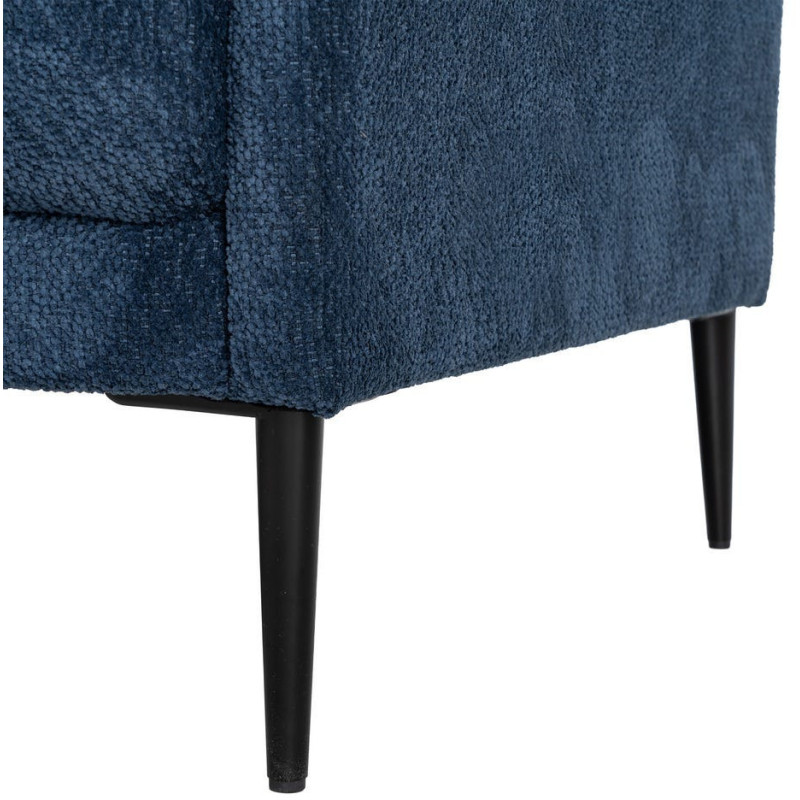 Canapé design moderne esprit seventies bouclette Droit 3 places 191 cm Tissu Bleu Bois d'eucalyptus Neroko 