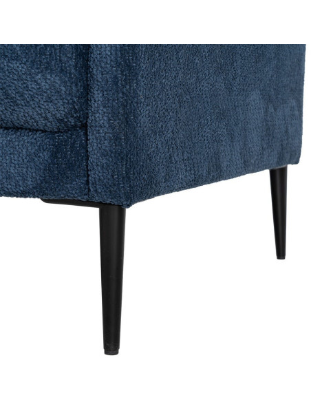 Canapé design moderne esprit seventies bouclette Droit 3 places 191 cm Tissu Bleu Bois d'eucalyptus Neroko 