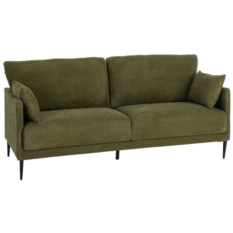 Canapé design moderne esprit seventies bouclette Droit 3 places 191 cm Tissu Vert Bois d'eucalyptus Neroko 