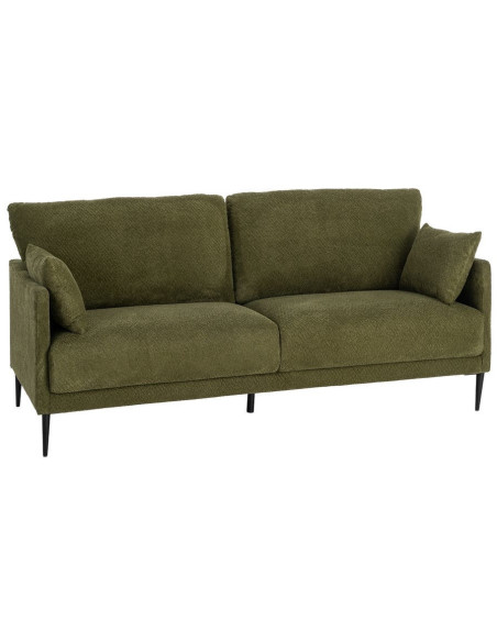 Canapé design moderne esprit seventies bouclette Droit 3 places 191 cm Tissu Vert Bois d'eucalyptus Neroko 