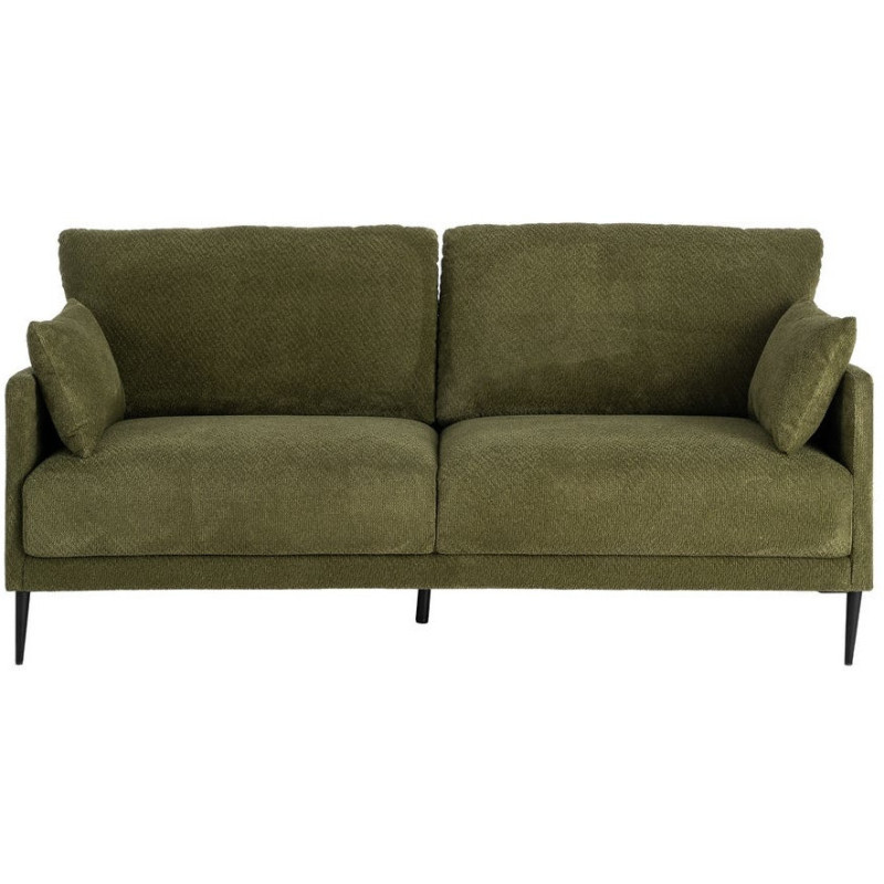 Canapé design moderne esprit seventies bouclette Droit 3 places 191 cm Tissu Vert Bois d'eucalyptus Neroko 