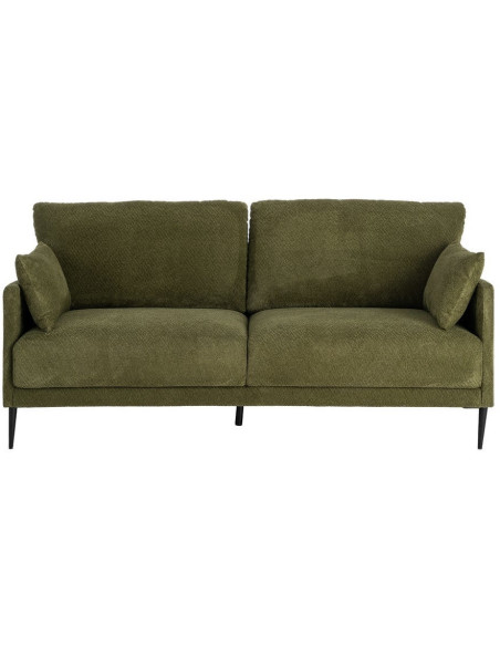 Canapé design moderne esprit seventies bouclette Droit 3 places 191 cm Tissu Vert Bois d'eucalyptus Neroko 