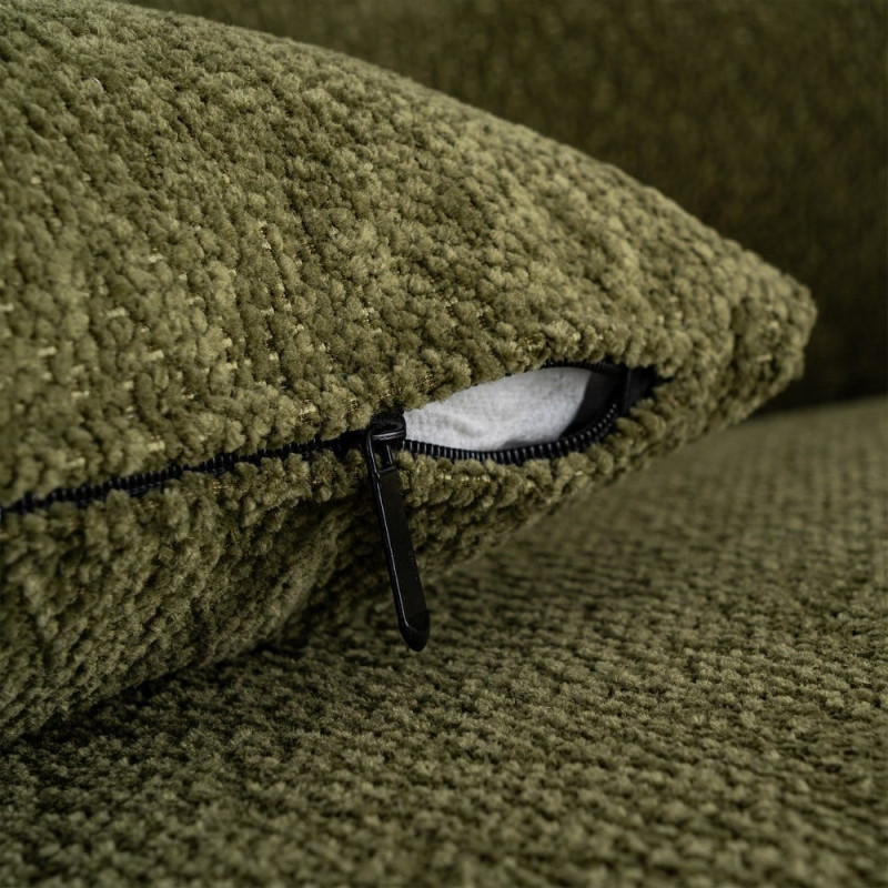 Canapé design moderne esprit seventies bouclette Droit 3 places 191 cm Tissu Vert Bois d'eucalyptus Neroko 