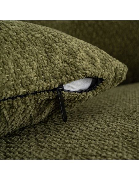 Canapé design moderne esprit seventies bouclette Droit 3 places 191 cm Tissu Vert Bois d'eucalyptus Neroko 