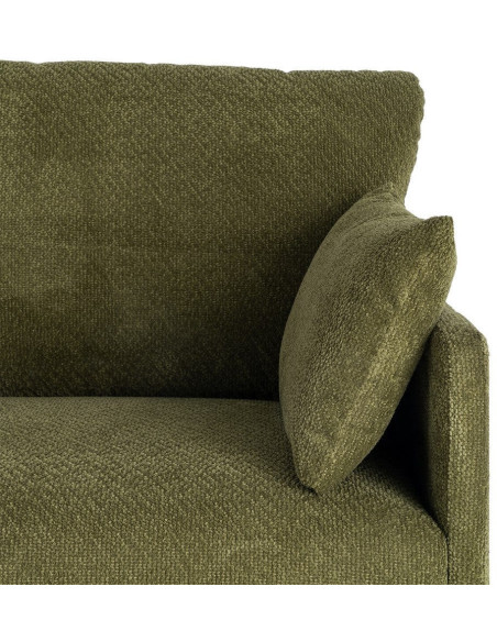Canapé design moderne esprit seventies bouclette Droit 3 places 191 cm Tissu Vert Bois d'eucalyptus Neroko 