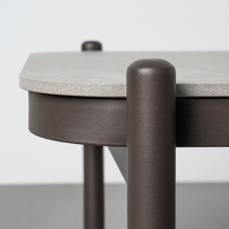 Salon de jardin design lounge détente 4 places Métal Anthracite Rotin synthétique Tressé Tissu Beige Rivagea 