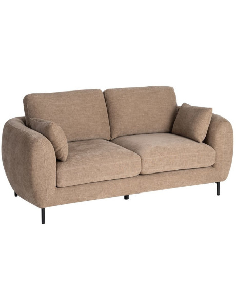 Canapé design moderne aux lignes arrondies Droit 2 places 189 cm Tissu Marron clair Métal Noir Kaviro 