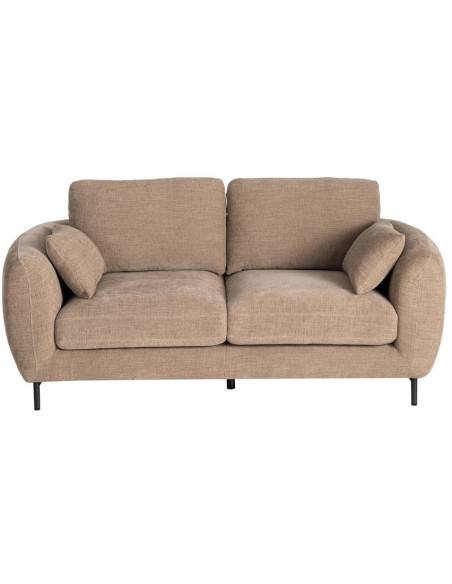 Canapé design moderne aux lignes arrondies Droit 2 places 189 cm Tissu Marron clair Métal Noir Kaviro 